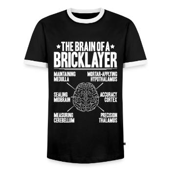 Master Masonry Masonry Bricklayer Mason - Men's Ringer Shirt - black/white - Front - AI Model Female 172 light (172cm) & AI Model Male 178 light (178cm)