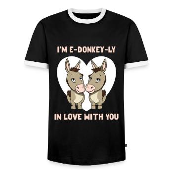 I'm e-donkey-ly in love with you Valeintine's Day - Men's Ringer Shirt - black/white - Front - AI Model Female 172 light (172cm) & AI Model Male 178 light (178cm)