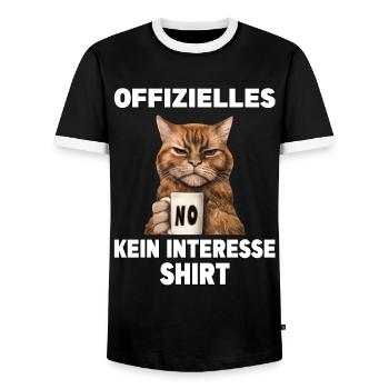 Mürrische Lustige Katze offizielles kein Interesse - Männer Kontrast-T-Shirt - Schwarz/Weiß - Vorne - AI Model Female 172 light (172cm) & AI Model Male 178 light (178cm)