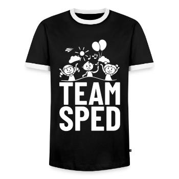 Special education Special education Promoting special needs - Men's Ringer Shirt - black/white - Front - AI Model Female 172 light (172cm) & AI Model Male 178 light (178cm)