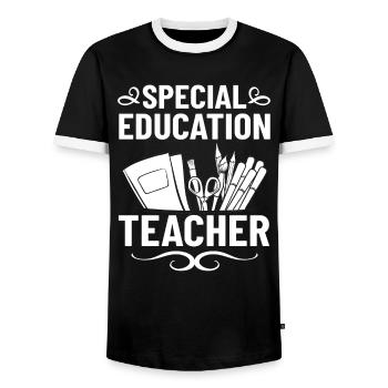 Special education Special education Promoting special needs - Men's Ringer Shirt - black/white - Front - AI Model Female 172 light (172cm) & AI Model Male 178 light (178cm)