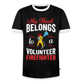 Pompiers volontaires - T-shirt contrasté Homme - noir/blanc - Devant - AI Model Female 172 light (172cm) & AI Model Male 178 light (178cm)
