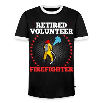 Volunteer Firefighter Firefighter Volunteers - Men's Ringer Shirt - black/white - Front - AI Model Female 172 light (172cm) & AI Model Male 178 light (178cm)
