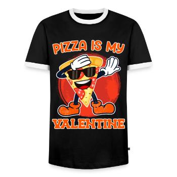 Ich liebe Essen Ich liebe Pizza Valentinstag - Männer Kontrast-T-Shirt - Schwarz/Weiß - Vorne - AI Model Female 172 light (172cm) & AI Model Male 178 light (178cm)