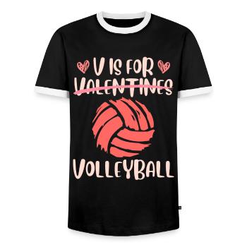 V signifie Volleyball Love Valentine’s Day - T-shirt contrasté Homme - noir/blanc - Devant - AI Model Female 172 light (172cm) & AI Model Male 178 light (178cm)