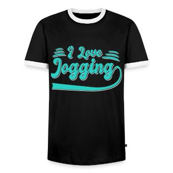Ich liebe Joggen - Männer Kontrast-T-Shirt - Schwarz/Weiß - Vorne - AI Model Female 172 light (172cm) & AI Model Male 178 light (178cm)