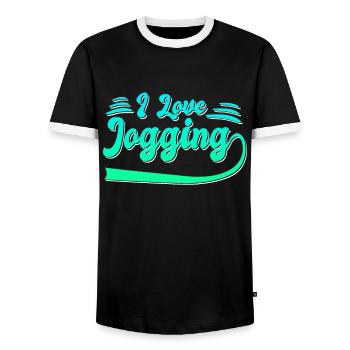 Ich liebe Joggen - Männer Kontrast-T-Shirt - Schwarz/Weiß - Vorne - AI Model Female 172 light (172cm) & AI Model Male 178 light (178cm)