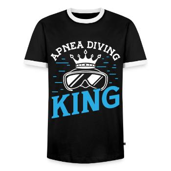 Apnée Plongée Roi Plongée Apnée Plongeur Plongeur Natation - T-shirt contrasté Homme - noir/blanc - Devant - AI Model Female 172 light (172cm) & AI Model Male 178 light (178cm)