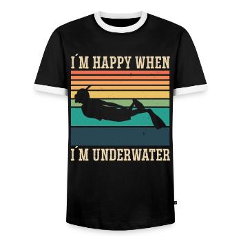 Freediving Happy When Im Underwater Apnea Diving - Männer Kontrast-T-Shirt - Schwarz/Weiß - Vorne - AI Model Female 172 light (172cm) & AI Model Male 178 light (178cm)