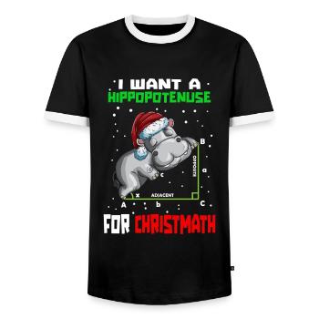 Apprenez les maths drôles d’hippopotames à Noël - T-shirt contrasté Homme - noir/blanc - Devant - AI Model Female 172 light (172cm) & AI Model Male 178 light (178cm)