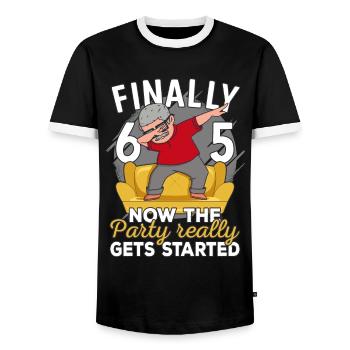 65th birthday man 65 years old 65th 65er grandpa - Men's Ringer Shirt - black/white - Front - AI Model Female 172 light (172cm) & AI Model Male 178 light (178cm)