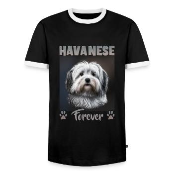 Dog saying Havanese design for dog lovers - Men's Ringer Shirt - black/white - Front - AI Model Female 172 light (172cm) & AI Model Male 178 light (178cm)