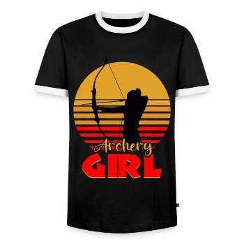 Bogenschützin Bogenschiessen - Männer Kontrast-T-Shirt - Schwarz/Weiß - Vorne - AI Model Female 172 light (172cm) & AI Model Male 178 light (178cm)
