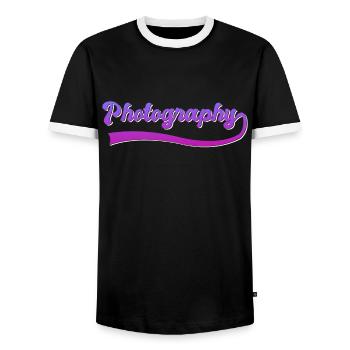 Photographie - T-shirt contrasté Homme - noir/blanc - Devant - AI Model Female 172 light (172cm) & AI Model Male 178 light (178cm)