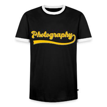 Photographie - T-shirt contrasté Homme - noir/blanc - Devant - AI Model Female 172 light (172cm) & AI Model Male 178 light (178cm)