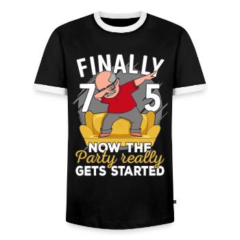 75th birthday man 75 years old 75th 75er grandpa - Men's Ringer Shirt - black/white - Front - AI Model Female 172 light (172cm) & AI Model Male 178 light (178cm)
