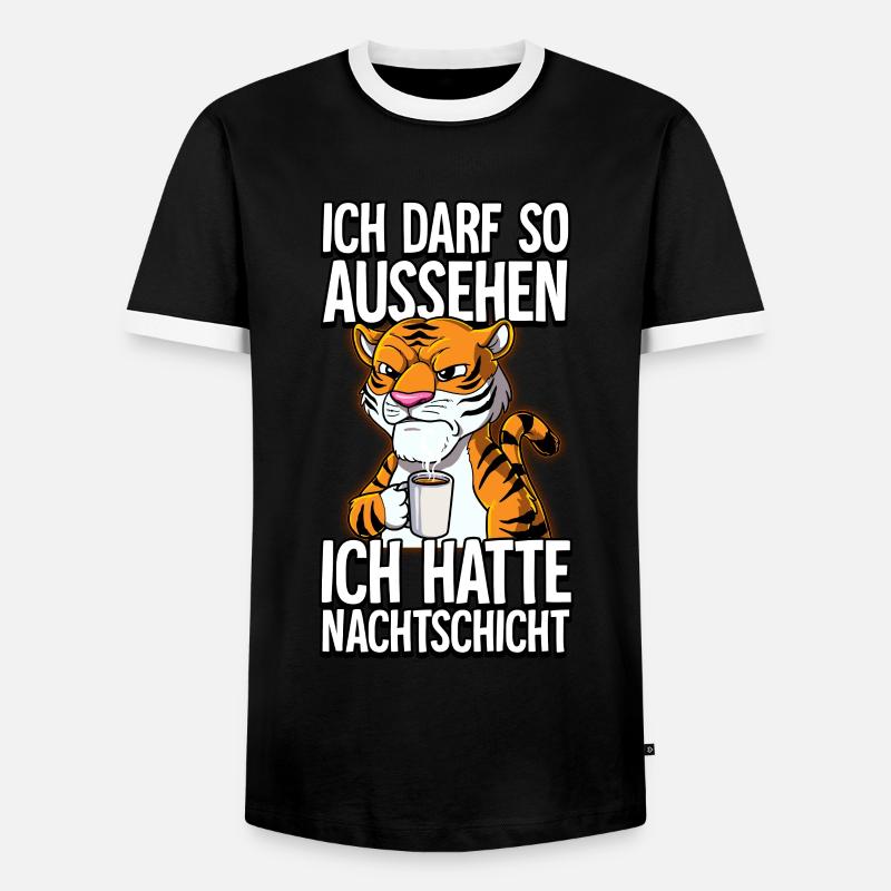Ich Hatte Nachtschicht Kaffee Tiger - Männer Kontrast-T-Shirt - Schwarz/Weiß