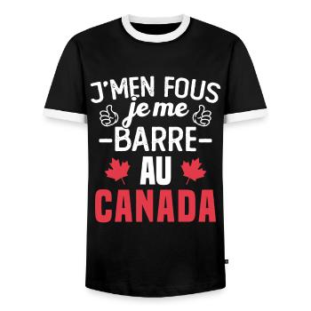 J'men fous je me barre au canada - T-shirt contrasté Homme - noir/blanc - Devant - AI Model Female 172 light (172cm) & AI Model Male 178 light (178cm)
