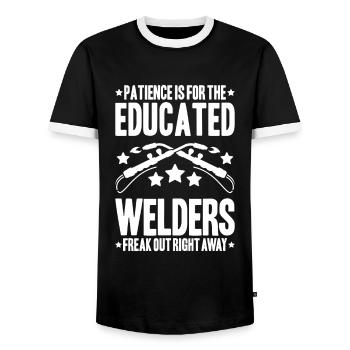 Schweißer Schweißen Schweißerei Welder Welding - Men's Ringer Shirt - black/white - Front - AI Model Female 172 light (172cm) & AI Model Male 178 light (178cm)