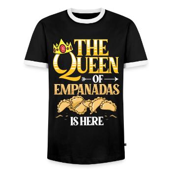 Empanada Argentine Dumpling Espagne - T-shirt contrasté Homme - noir/blanc - Devant - AI Model Female 172 light (172cm) & AI Model Male 178 light (178cm)