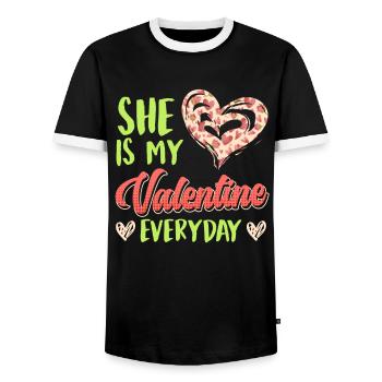 Every day my sweetheart Dear couple Valentine's Day - Men's Ringer Shirt - black/white - Front - AI Model Female 172 light (172cm) & AI Model Male 178 light (178cm)