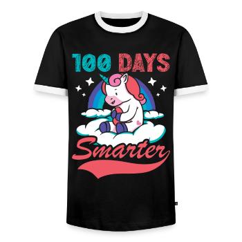 100 Tage Schlauer 100. Tag Schule Fantasy Einhorn - Männer Kontrast-T-Shirt - Schwarz/Weiß - Vorne - AI Model Female 172 light (172cm) & AI Model Male 178 light (178cm)