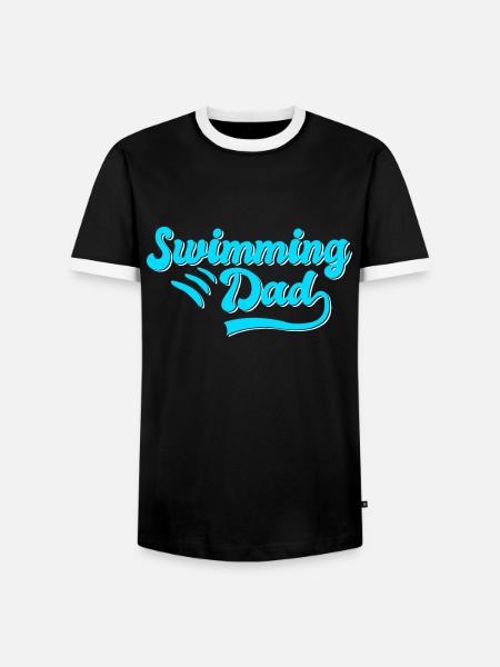 Schwimmen Papa Geschenk - Männer Kontrast-T-Shirt - Schwarz/Weiß