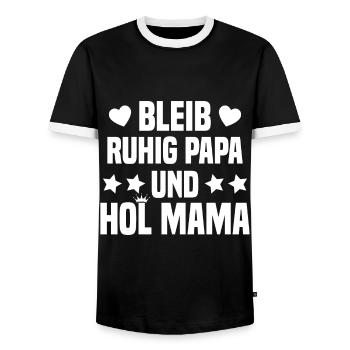 Bleib ruhig Papa und hol Mama Baby werdender Papa - Männer Kontrast-T-Shirt - Schwarz/Weiß - Vorne - AI Model Female 172 light (172cm) & AI Model Male 178 light (178cm)