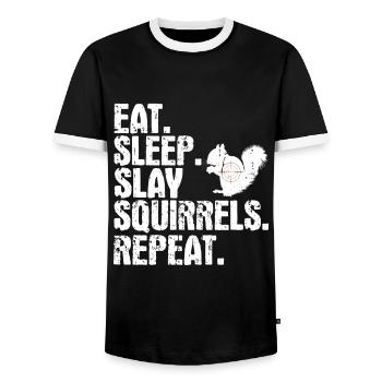 Squirrel hunting - Men's Ringer Shirt - black/white - Front - AI Model Female 172 light (172cm) & AI Model Male 178 light (178cm)