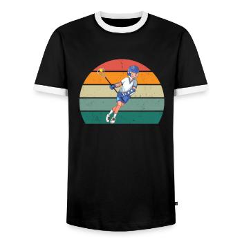 Lacrosse Lacrosse Racket Goal Throwing Lacrosse - Men's Ringer Shirt - black/white - Front - AI Model Female 172 light (172cm) & AI Model Male 178 light (178cm)
