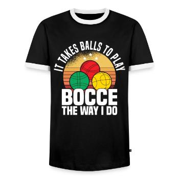 Boccia Petanque Boule Bocciaspieler Lyonnais - Männer Kontrast-T-Shirt - Schwarz/Weiß - Vorne - AI Model Female 172 light (172cm) & AI Model Male 178 light (178cm)