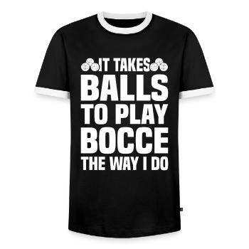 Boccia Petanque Boule Bocciaspieler Lyonnais - Männer Kontrast-T-Shirt - Schwarz/Weiß - Vorne - AI Model Female 172 light (172cm) & AI Model Male 178 light (178cm)
