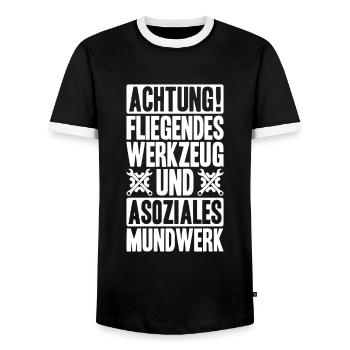 KFZ-Mechatroniker Car Mechanic Auto Mechanic - Männer Kontrast-T-Shirt - Schwarz/Weiß - Vorne - AI Model Female 172 light (172cm) & AI Model Male 178 light (178cm)