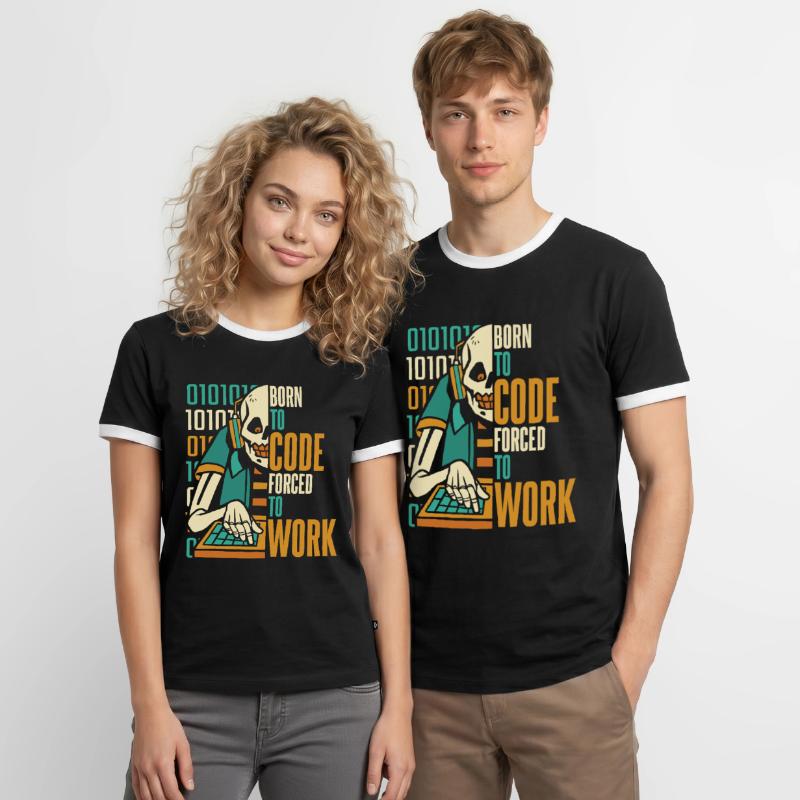 Entwickler Coder Programmierer Schädel Männer Kontrast-T-Shirt