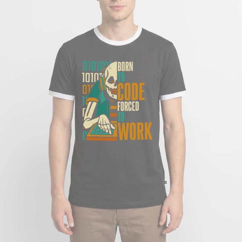 Entwickler Coder Programmierer Schädel Männer Kontrast-T-Shirt