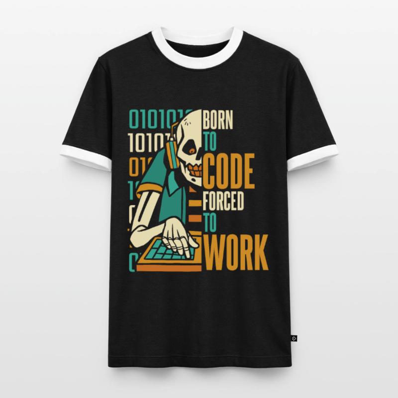 Entwickler Coder Programmierer Schädel Männer Kontrast-T-Shirt