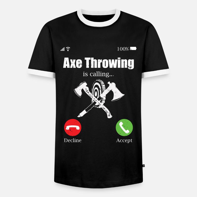 Axe Throw Axe Throwing Game - Men's Ringer Shirt - black/white
