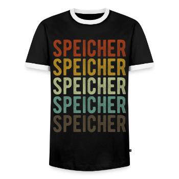 Speicher Stadt Retro Vintage - Men's Ringer Shirt - black/white - Front - AI Model Female 172 light (172cm) & AI Model Male 178 light (178cm)