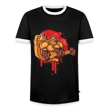 Biber mit Holzstöcken als Hanteln - Lustiger Biber - Männer Kontrast-T-Shirt - Schwarz/Weiß - Vorne - AI Model Female 172 light (172cm) & AI Model Male 178 light (178cm)