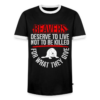 Beaver animal welfare animal rights activiste rongeur - T-shirt contrasté Homme - noir/blanc - Devant - AI Model Female 172 light (172cm) & AI Model Male 178 light (178cm)
