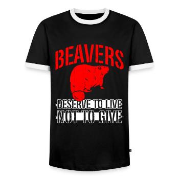 Beaver animal welfare animal rights activist rodent - Men's Ringer Shirt - black/white - Front - AI Model Female 172 light (172cm) & AI Model Male 178 light (178cm)