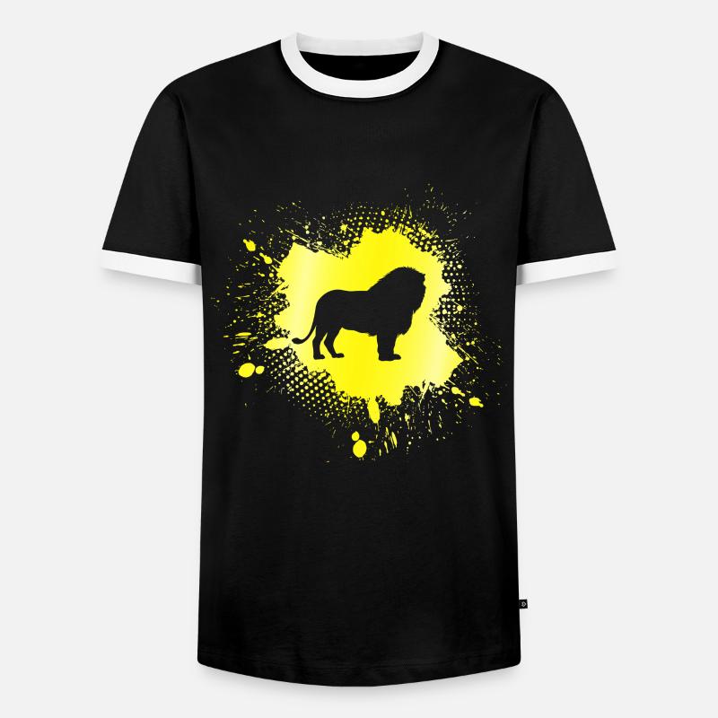 Löwe - Männer Kontrast-T-Shirt - Schwarz/Weiß