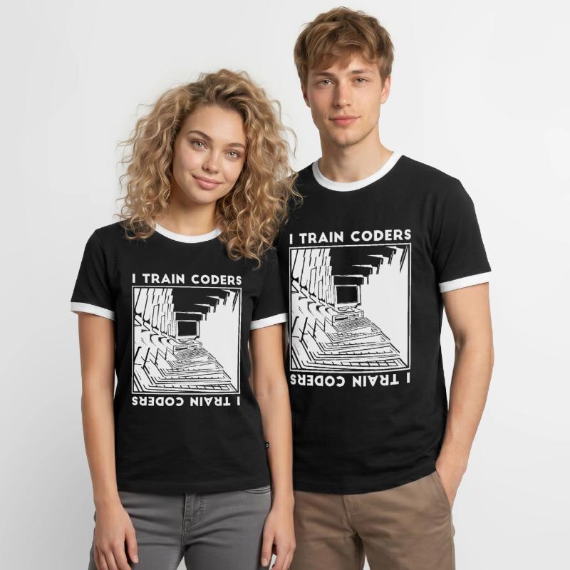 Entwickler Coder Programmierer Rechner Männer Kontrast-T-Shirt