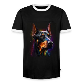 Dog saying Doberman design pour les amoureux des chiens - T-shirt contrasté Homme - noir/blanc - Devant - AI Model Female 172 light (172cm) & AI Model Male 178 light (178cm)