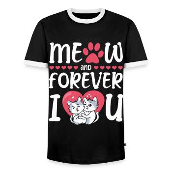 Meow And Forever I Heart You Valentine's Day - Men's Ringer Shirt - black/white - Front - AI Model Female 172 light (172cm) & AI Model Male 178 light (178cm)