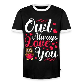 Eule Immer Liebe Dich Valentinstag Tier Tierwelt - Männer Kontrast-T-Shirt - Schwarz/Weiß - Vorne - AI Model Female 172 light (172cm) & AI Model Male 178 light (178cm)
