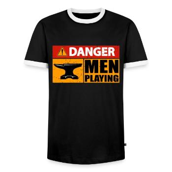 Forger des hommes dangereux jouant aux forgerons métallurgistes - T-shirt contrasté Homme - noir/blanc - Devant - AI Model Female 172 light (172cm) & AI Model Male 178 light (178cm)