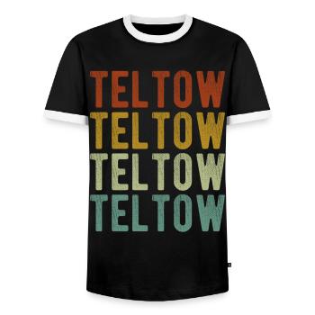Teltow Stadt Retro Vintage - Männer Kontrast-T-Shirt - Schwarz/Weiß - Vorne - AI Model Female 172 light (172cm) & AI Model Male 178 light (178cm)