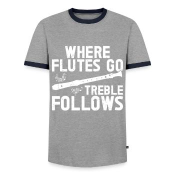Flûte - T-shirt contrasté Homme - gris/marine  - Devant - AI Model Female 172 light (172cm) & AI Model Male 178 light (178cm)