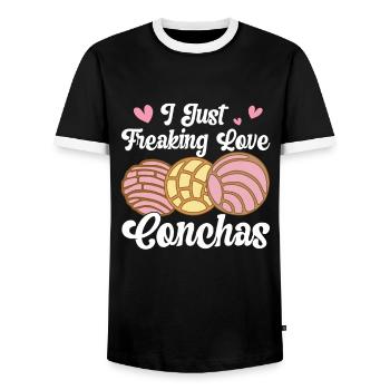 Conchas Pan dulce Latina Espagnol - T-shirt contrasté Homme - noir/blanc - Devant - AI Model Female 172 light (172cm) & AI Model Male 178 light (178cm)